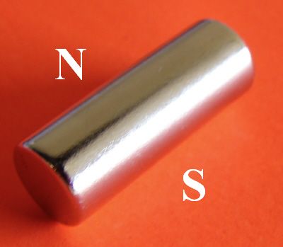 Diametrically Magnetized N50 Neodymium Magnet 1/4 in x 1/2 in Cylinder