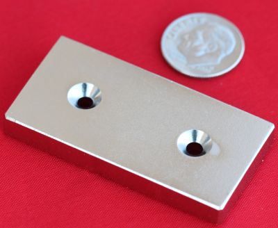Neodymium Magnets 2 in x 1 in x 1/4 in Bar w/2 Dual Countersunk Holes
