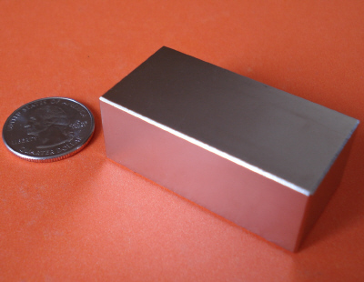 Rare Earth Magnets 2 in  x 1 in x 3/4 in Neodymium Block N42