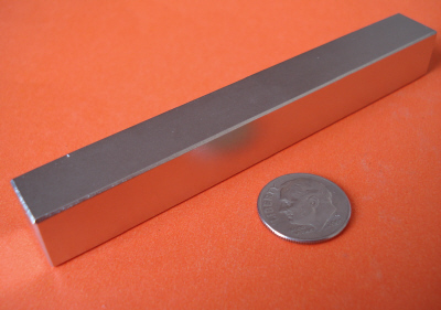 N45 Neodymium Magnets 4 in x 1/2 in x 1/2 in Rare Earth Block