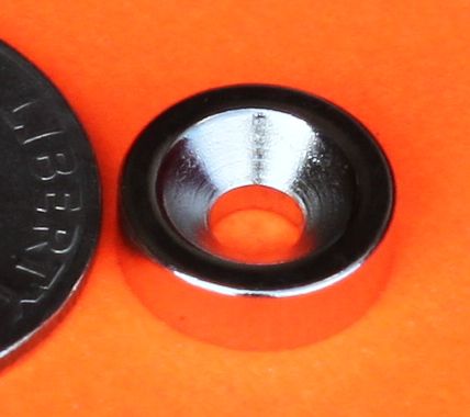 Strong N52 Neodymium Magnets 3/8 in x 1/8 in w/Countersunk Hole