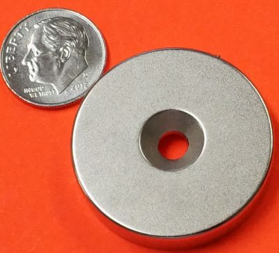 Super Powerful N52 1.25 in X 1/8 in Disc Neodymium Magnet w/Countersunk Hole