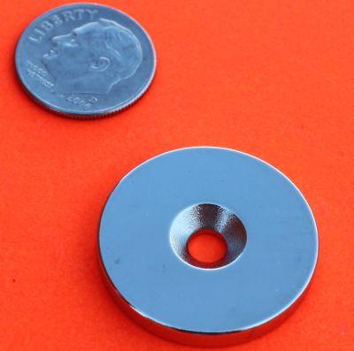 Extremely Powerful N52 Neodymium Disc Magnets 7/8 in x 1/8 in w/#8 Countersunk Hole