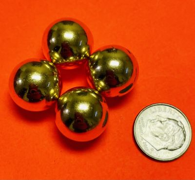 N52 Strong Sphere Magnets 1/4 in Diameter Gold Coated Rare Earth Ball